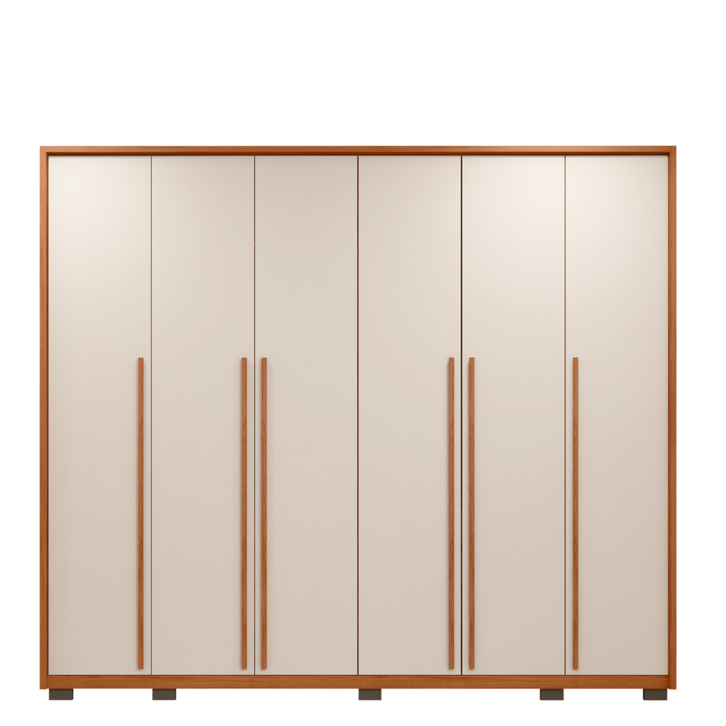 Guarda-Roupa Casal 6 Portas 6 Gavetas Suburban Gold Espresso Móveis 100% MDF Marrom/Freijó/Off White