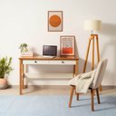 Escrivaninha Mesa Escritório Ananda 2 Gavetas 120cm MDF CabeCasa MadeiraOriginals Off-White e Mel Marrom