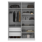 Guarda-Roupa Casal 4 Portas 2 Gavetas Logan Yescasa 100% MDF Branco/Olmo Italiano