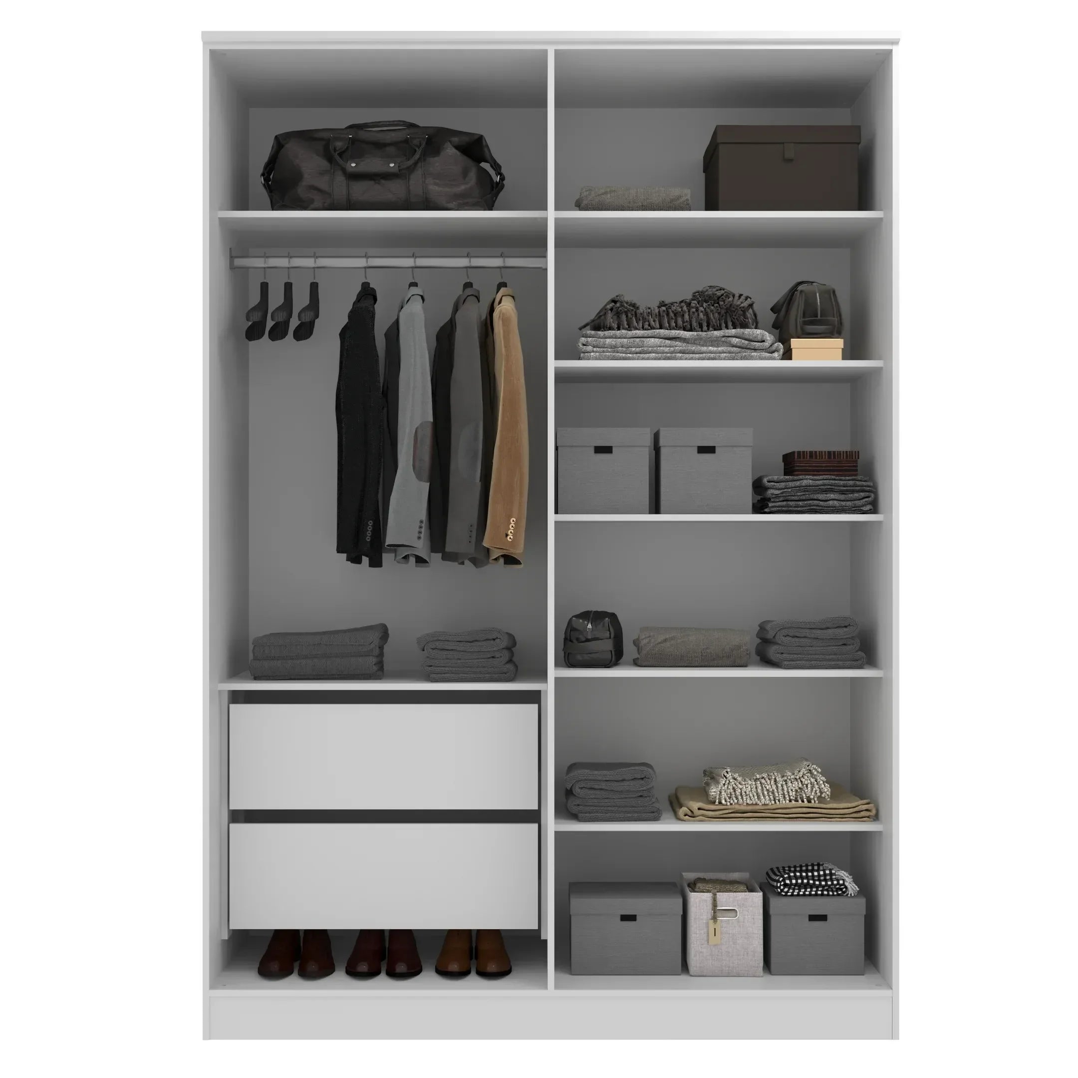 Guarda-Roupa Casal 4 Portas 2 Gavetas Logan Yescasa 100% MDF Branco/Olmo Italiano