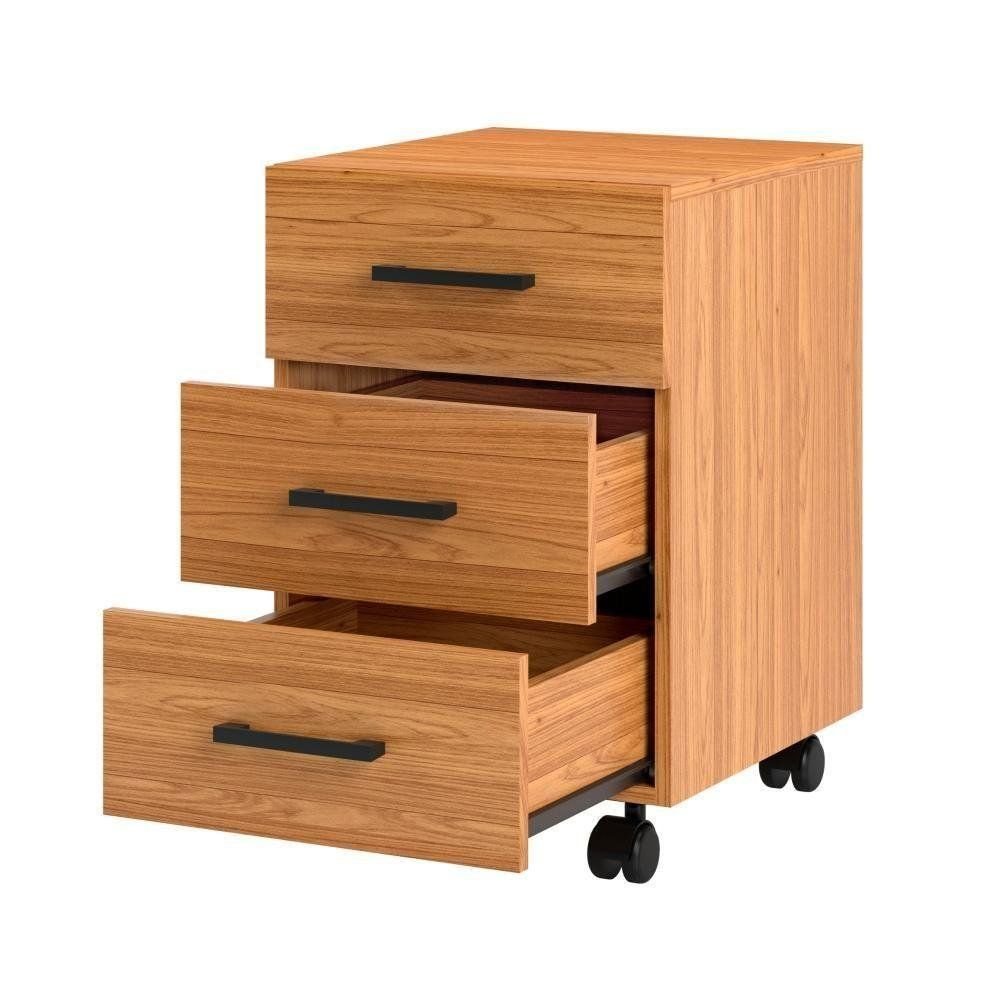 Mesa Escrivaninha com Gaveteiro 3 Gavetas 135cm 100% MDF Pradel E Preto Fosco com Freijó