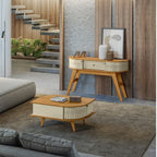 Conjunto Aparador Estoril e Mesa de Centro Indianapolis Bege Cumuru/Opala Espresso Móveis