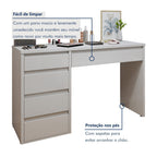 Penteadeira 5 Gavetas 100% MDF sem Espelho Giulia Yescasa Off White
