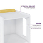 Quarto Completo Infantil Guarda-Roupa Curió, Bicama, Mesa, Estante e Petit Casatema MadeiraOriginals Branco/Mel