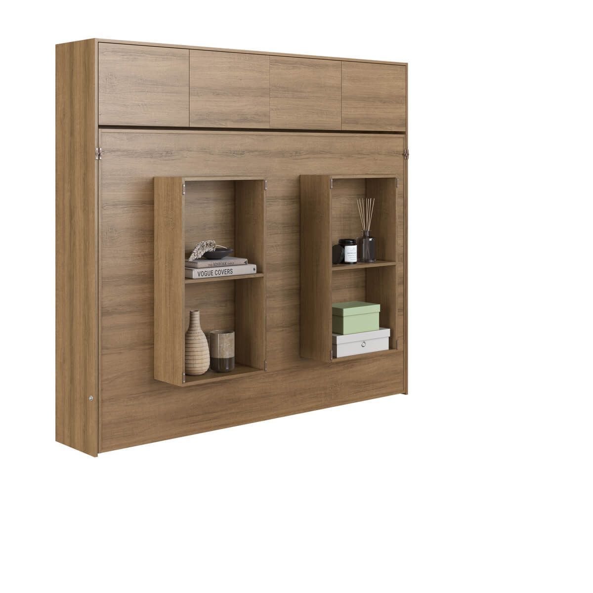 Cama Casal Articulável Horizontal com Portas 140 Hanover Yescasa Marrom/Mel