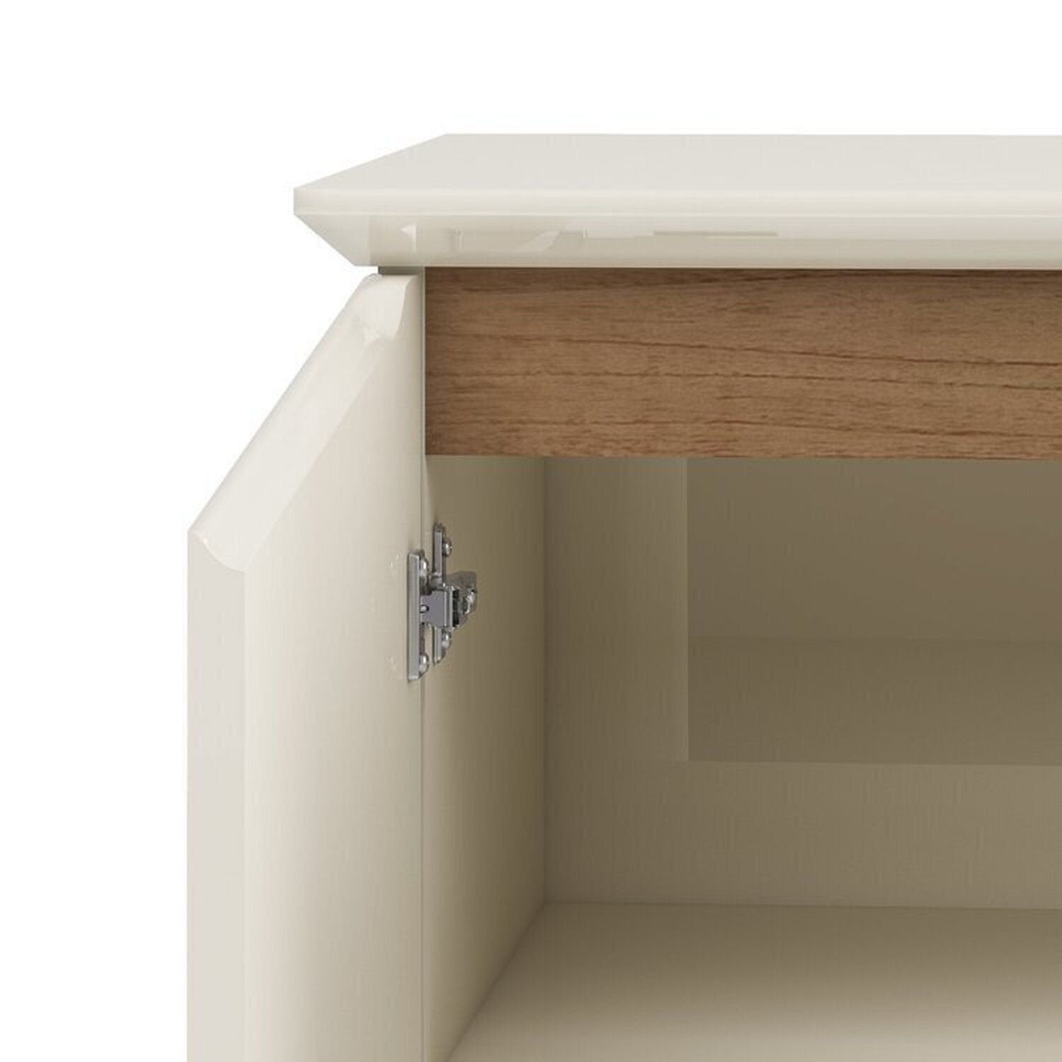 Conjunto Sala de Estar Completa Buffet Oásis e Rack Lumina Bege Off White/Cinamomo Artely