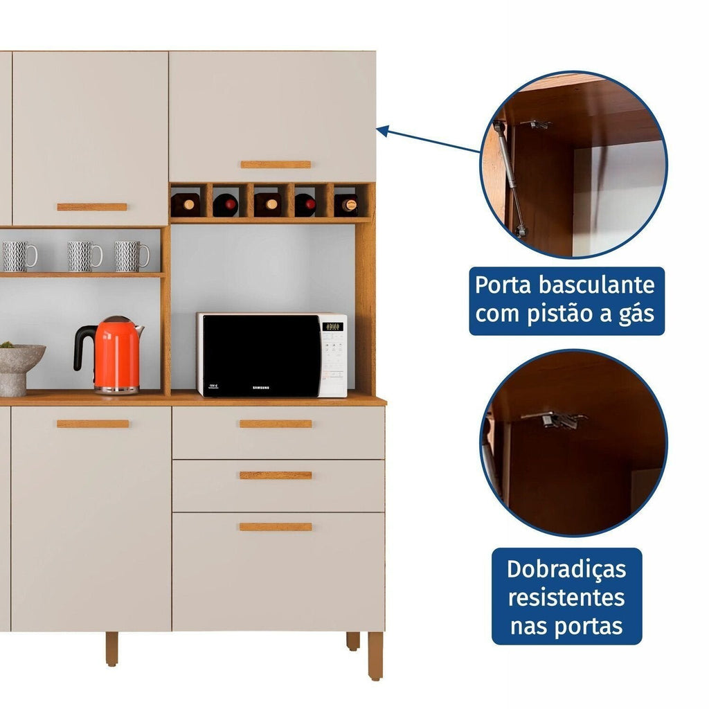 Armário de Cozinha Athenas 6 Portas 2 Gavetas 100% MDF Yescasa
