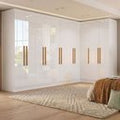 Guarda-Roupa Modulado de Canto 11 Portas 4 Gavetas Paris Maxel 100% MDF Off White/Cinamomo