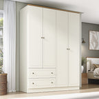 Guarda-Roupa Casal 4 Portas 2 Gavetas Ananda CabeCasa 100% MDF Bege/Offwhite