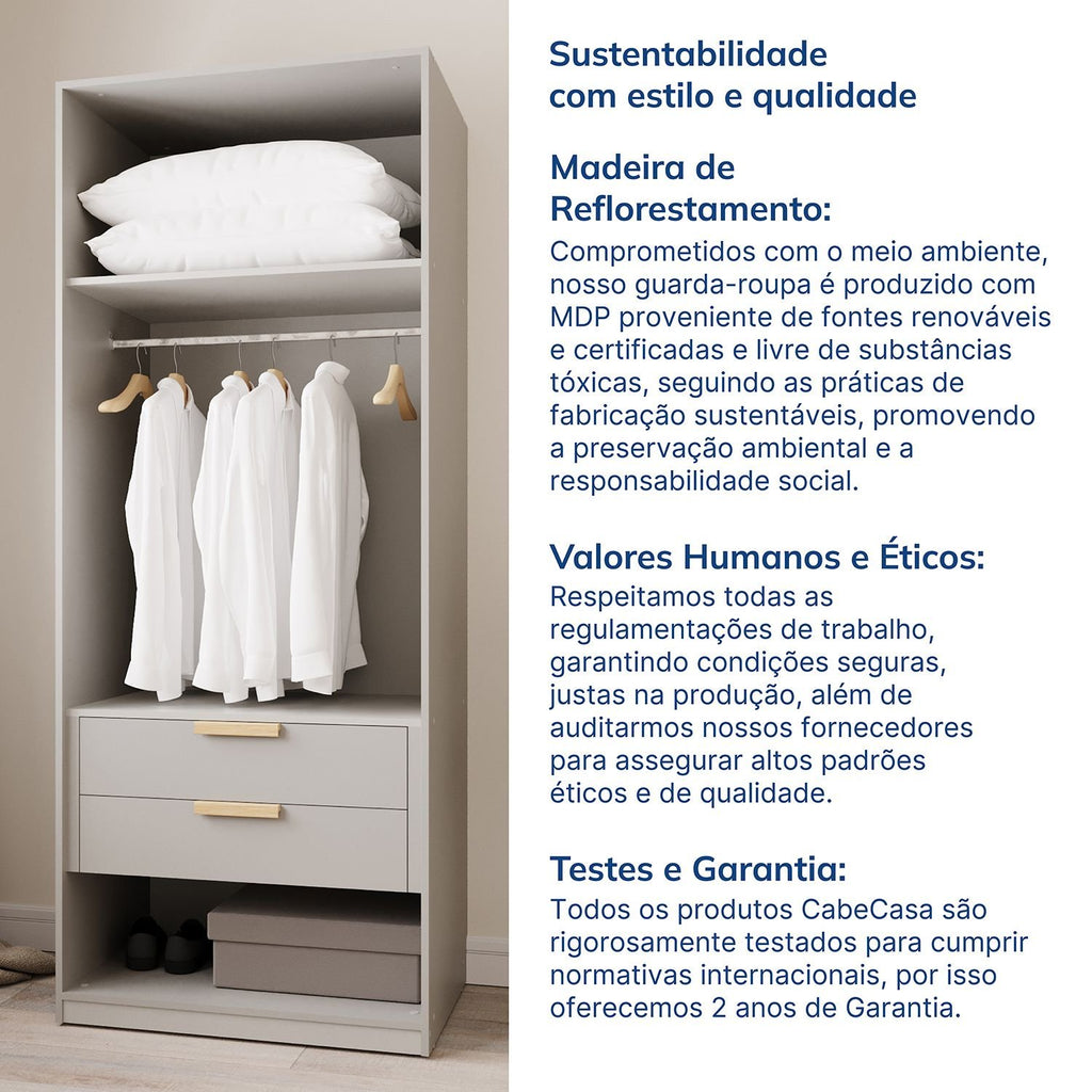 Guarda-Roupa Modulado de Canto 10 Peças 18 Portas Jade CabeCasa MadeiraMadeira