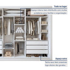Guarda-Roupa Casal 3 Portas de Correr 6 Gavetas Premium Liv Yescasa MDP Branco