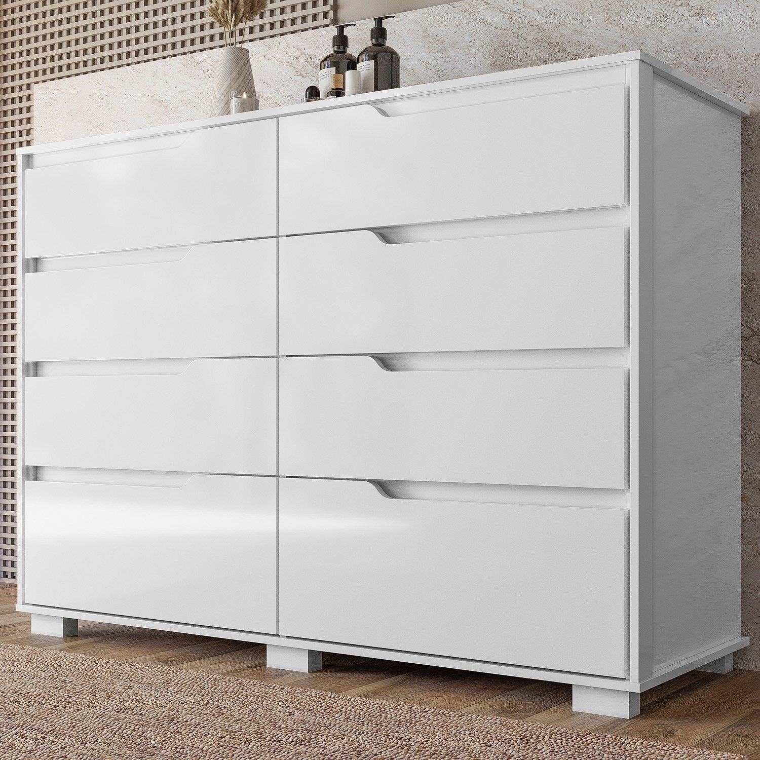 Cômoda para Quarto 8 Gavetas 147cm Georgia Moval Branco