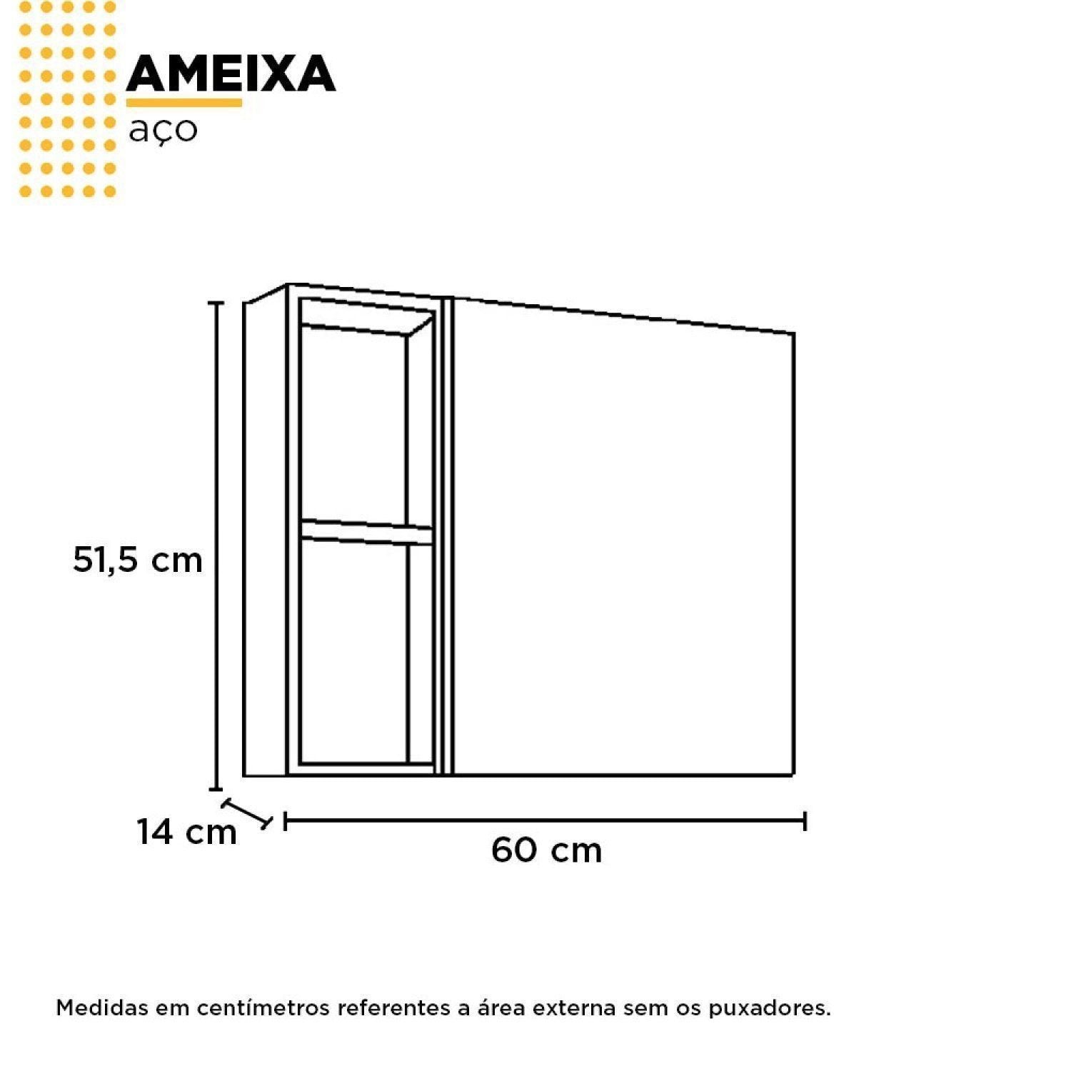 Espelheira para Banheiro Cozimax Ameixa 1 Porta 2 Nichos 60cm Preto