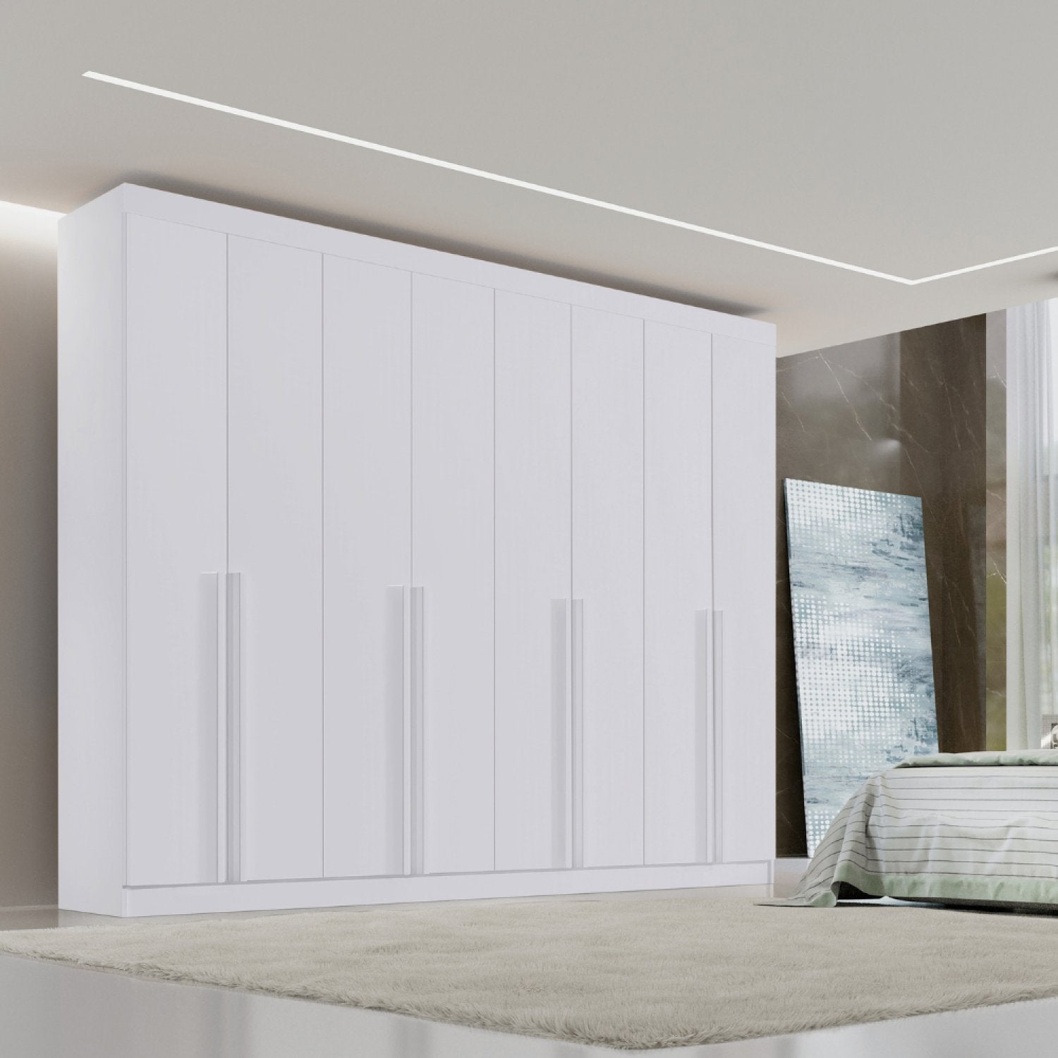 Guarda-Roupa Casal 8 Portas 8 Gavetas Império D Doro 100% MDF Cinamomo/Off White