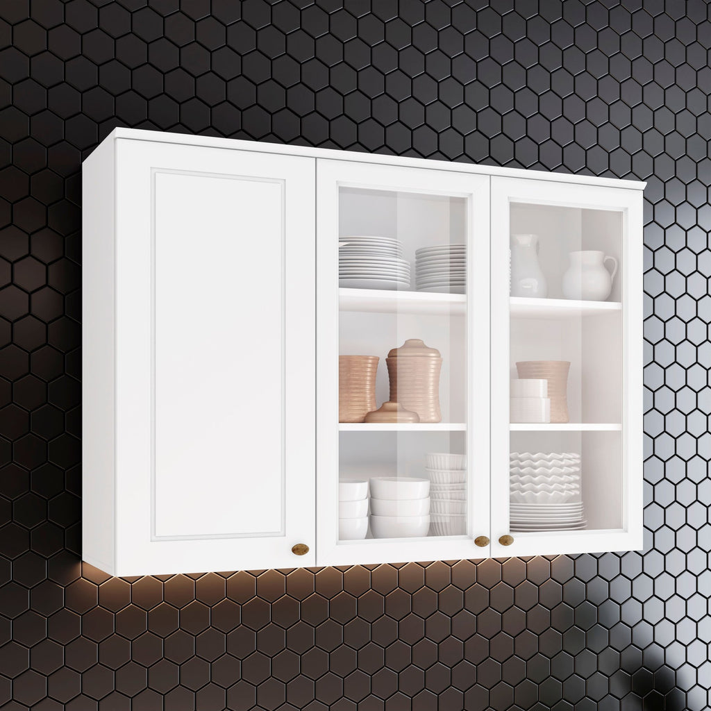 Armário Aéreo 3 Portas 120cm Americana Henn Branco/HP