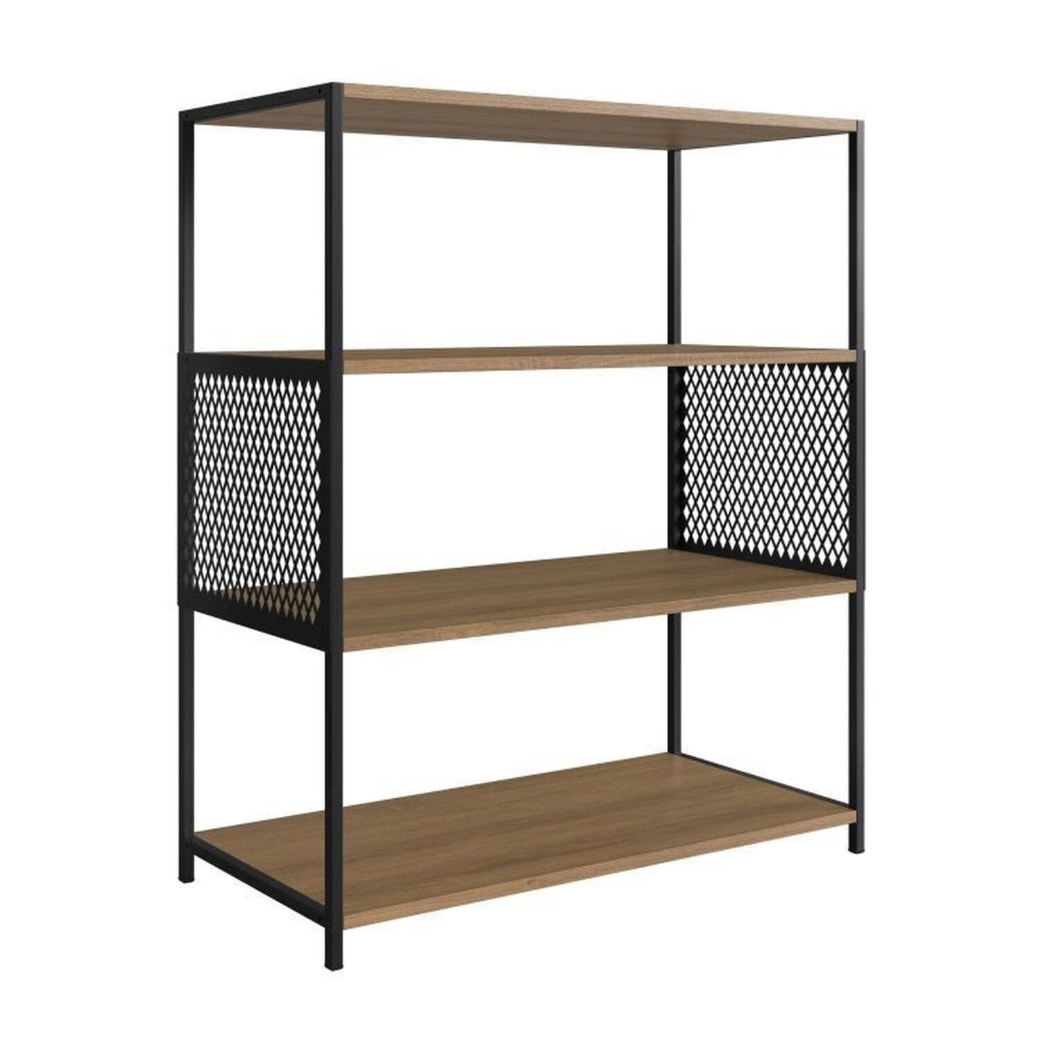 Conjunto Sala de Estar Completa Rack TV 60 Polegadas, Estante e Aparador Industrial Telado Marrom Espresso Móveis