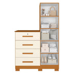 Cômoda Sapateira com Espelho 4 Gavetas 1 Porta Cancun Espresso Móveis Bege/Cinamomo/Off White