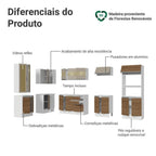 Armário de Cozinha Completo de Canto 100% MDF 447cm Smart Madesa Branco/Rustic/Crema