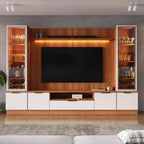 Estante Home Noble 270cm para TV Até 75 Polegadas com 2 Cristaleiras, Portas Reflecta e LED