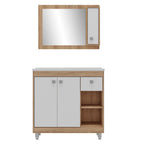 Conjunto de Banheiro Ozini Essenza 80cm 1 Porta 1 Gaveta Cuba e Espelheira