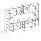Cozinha Completa Modulada 6 Peças Torre Simples Cristaleira Allure Marrom/Jequitibá/Gris Fosco Linea Brasil