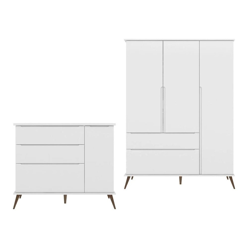 Quarto de Bebê com Roupeiro e Cômoda Melinda Phoenix Baby Branco