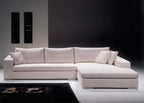 Sofá 5 Lugares com Chaise Revestimento Sarja Branca Chaise Lado Direito 3,20m X 1,70m ENZ006 Sofá Direto Da Fábrica
