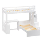 Beliche Office Adulto Moon com Escrivaninha em L Nichos e Escada 2 Portas e 2 Gavetas Yescasa Branco