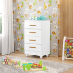 Quarto Bebê Infantil com Guarda-Roupa 4 Portas e 2 Gavetas e Cômoda 4 Gavetas Branco Móveis Leão