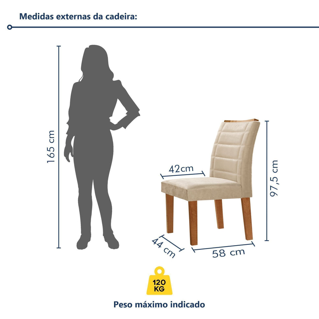 Conjunto Sala de Jantar Genova Tampo Vidro/MDF com 6 Cadeiras Genova Smart Plus Cel Móveis