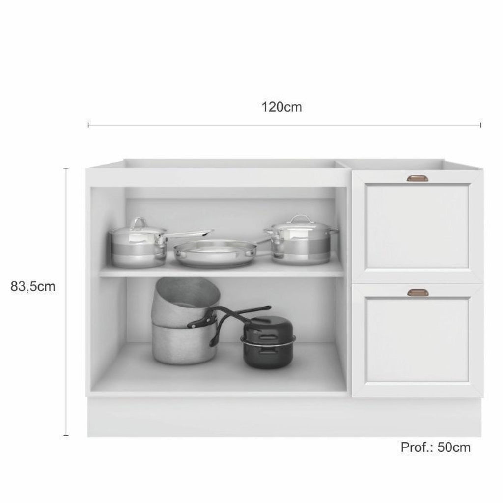 Cozinha Completa Modulada 10 Peças 17 Portas 2 Gavetas com Torre Quente Unna Yescasa Branco/Espresso