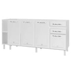 Balcão de Cozinha para Pia em Aço 4 Portas 2 Gavetas com Nichos 180cm Star New Telasul Branco