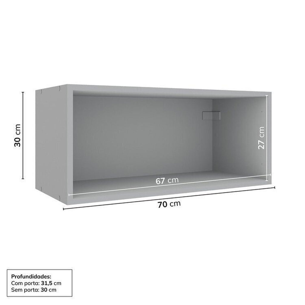Cozinha Modulada Nara CabeCasa MadeiraOriginals 15 Peças 11 Aéreos 3 Balcões 1 Cristaleira Cinza