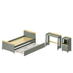Conjunto Quarto Completo Treliche com LED, Escrivaninha e Estante Petit Casatema MadeiraOriginals