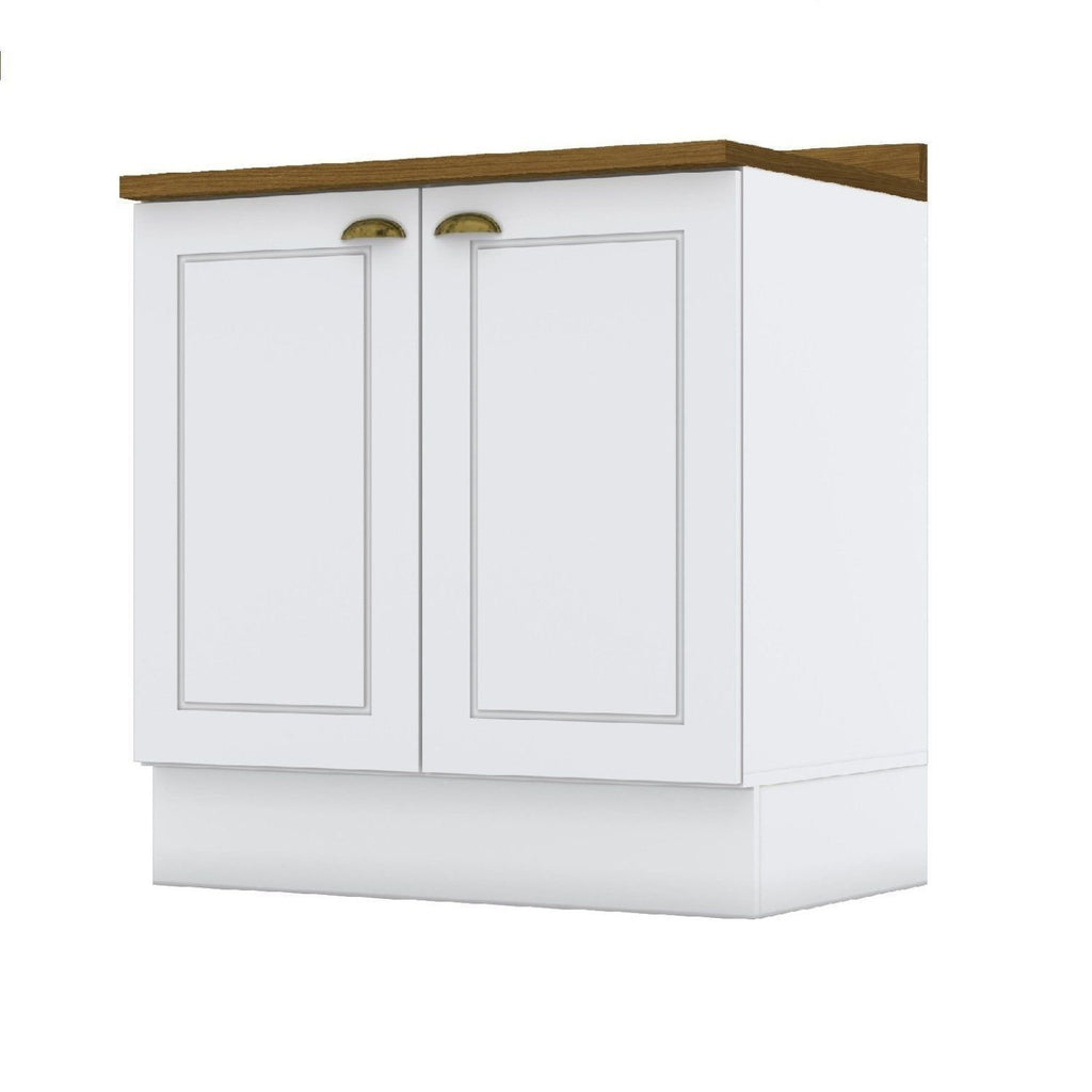 Balcão de Cozinha 2 Portas 80cm com Tampo Emily Espresso Móveis Branco/HP/Nature