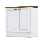 Balcão de Cozinha 2 Portas 80cm com Tampo Emily Espresso Móveis Branco/HP/Nature