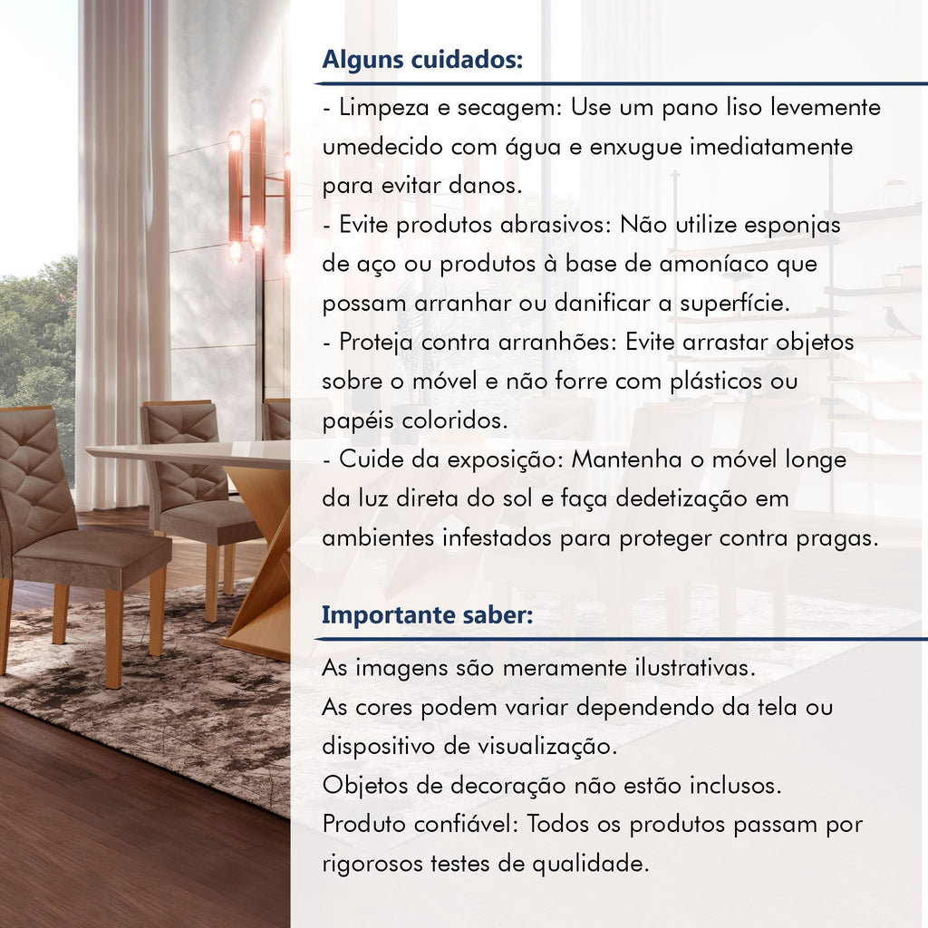 Conjunto Sala de Jantar Mesa Retangular Tampo Vidro com 8 Cadeiras Barcelona Yescasa
