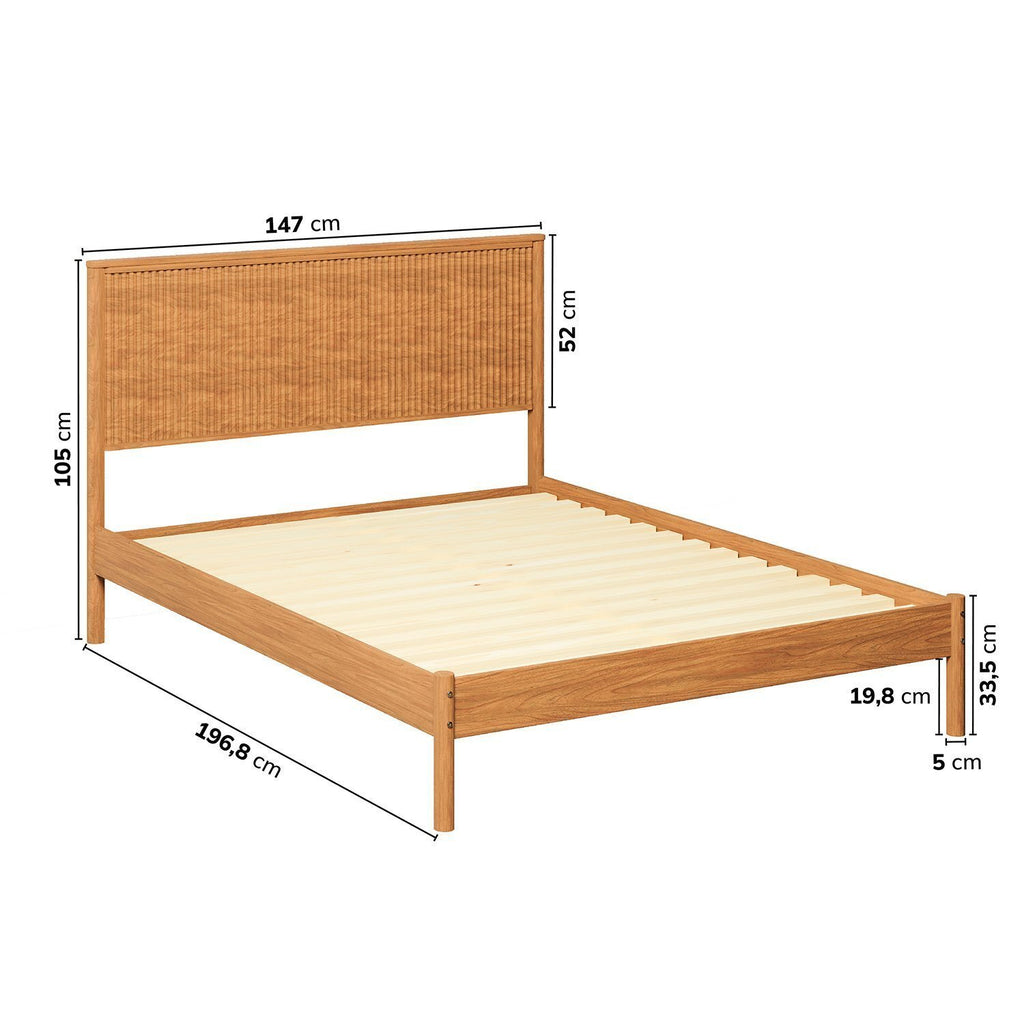 Cama Casal Oiti Madeira Maciça Pinus CabeCasa MadeiraOriginals Marrom