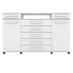 Cômoda 2 Portas 7 Gavetas Paris Espresso Móveis Branco