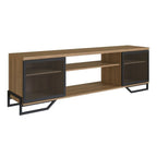 Conjunto Sala de Estar Completa Rack TV 60 Polegadas, Estante e Aparador Industrial Telado Marrom Espresso Móveis