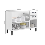 Balcão Cozinha em Aço 3 Portas 2 Gavetas 120cm sem Tampo New Premium Itatiaia Branco