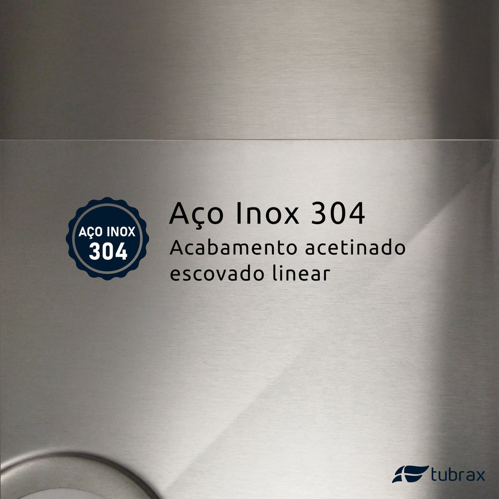 Cuba Pia Cozinha Gourmet Aço Inox 304 Retangular Acabamento Escovado 58x40 Tubrax CAC0022-N