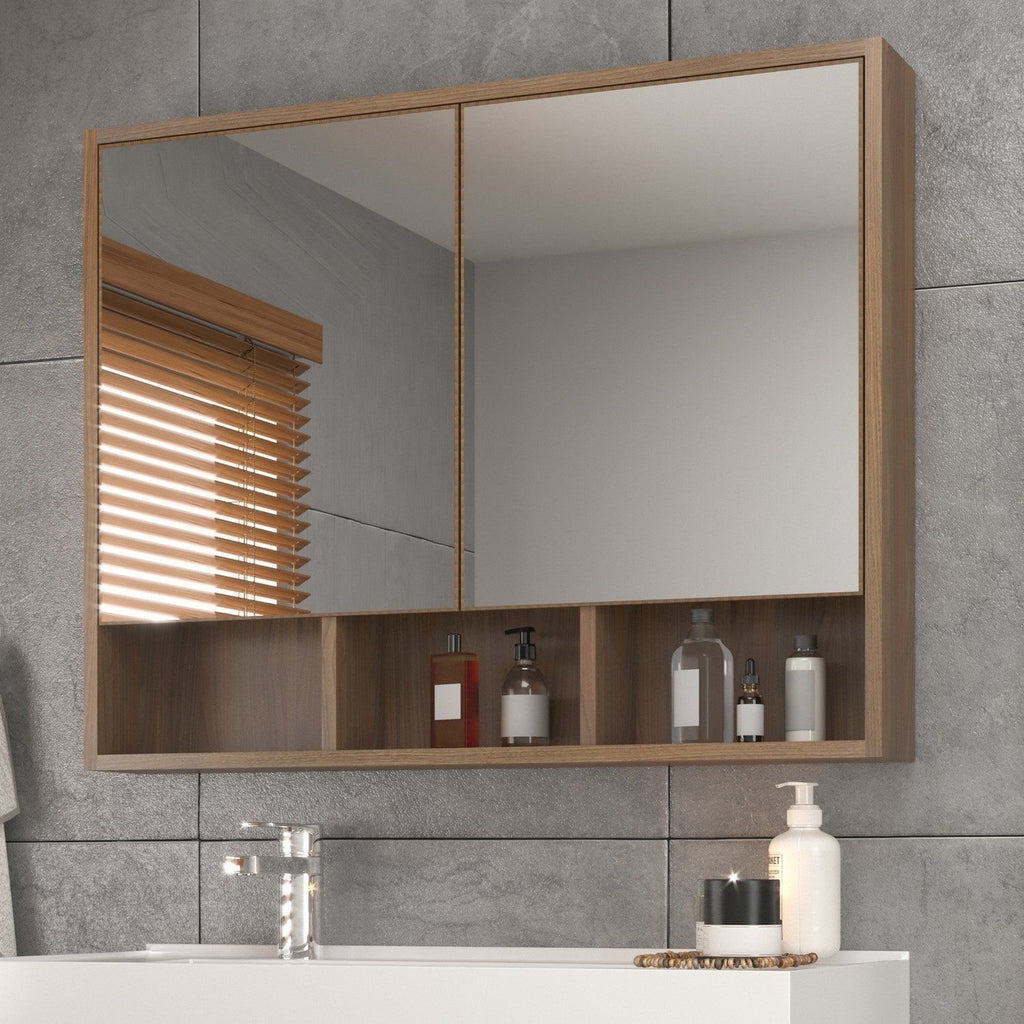 Espelheira para Banheiro Belizze Orla 80cm 2 Portas Marrom/Noce