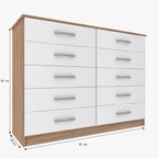 Cômoda para Quarto 10 Gavetas Premium Marbela Evidência Móveis 92cm Branco