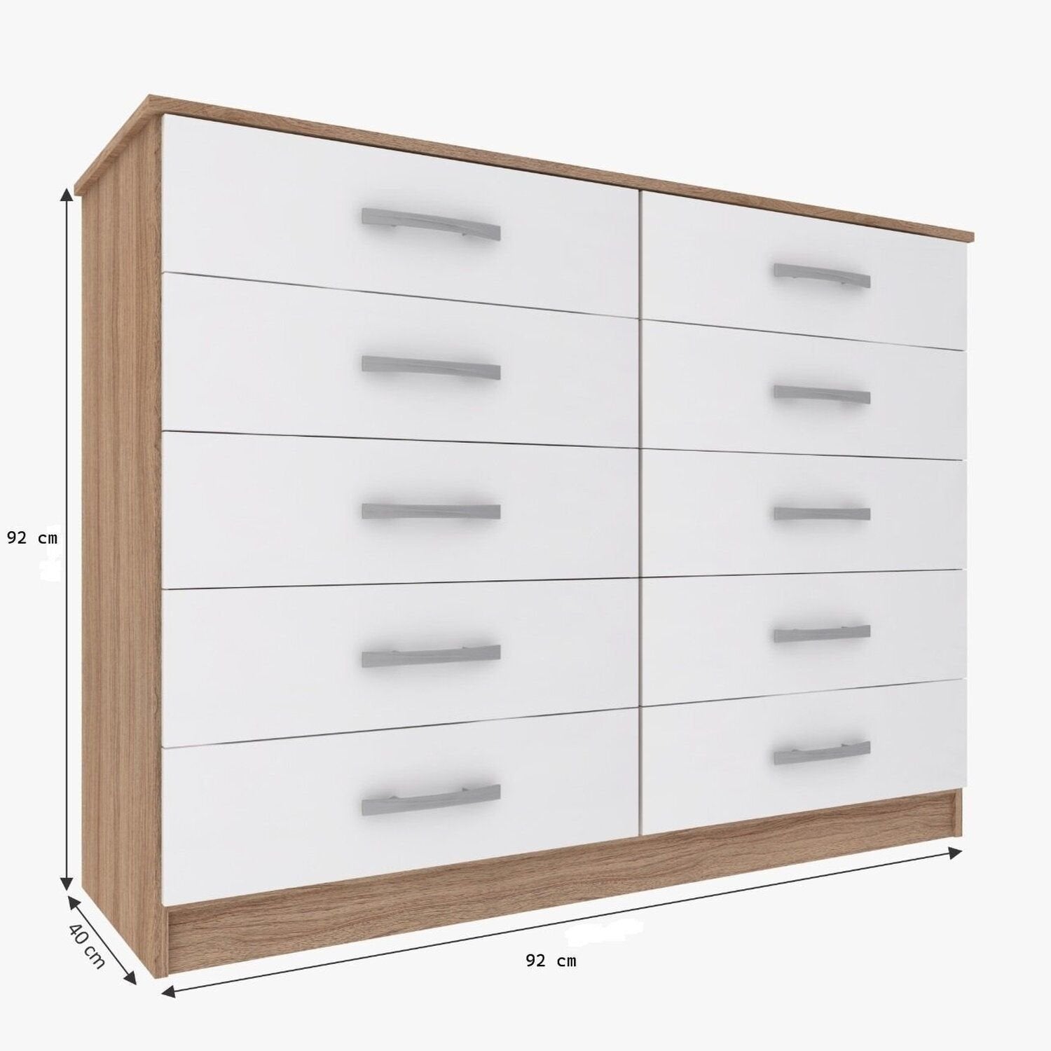 Cômoda para Quarto 10 Gavetas Premium Marbela Evidência Móveis 92cm Branco
