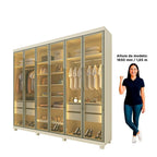 Guarda-Roupa Casal 6 Portas Reflecta 4 Gavetas Imperatriz Yescasa 100% MDF Off White