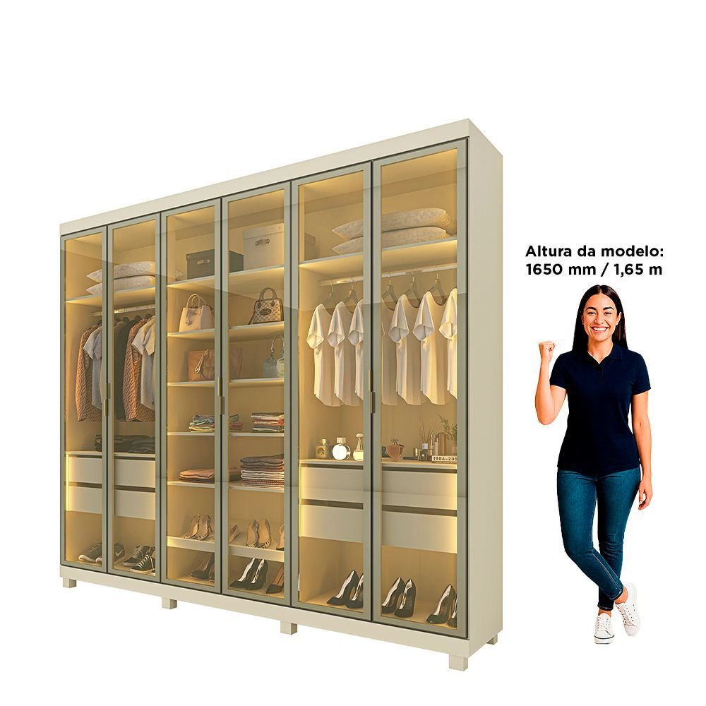 Guarda-Roupa Casal 6 Portas 4 Gavetas Imperatriz Yescasa 100% MDF Off White