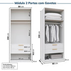 Guarda-Roupa Modular 2 Peças 4 Portas e Gaveteiro Jade CabeCasa MadeiraOriginals
