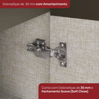 Armário Aéreo 3 Portas com Vidro Connect Henn Cinza 120cm