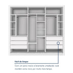 Guarda-Roupa Casal 3 Portas 6 Gavetas com Espelho Premium Lux Yescasa MDP Branco 242cm